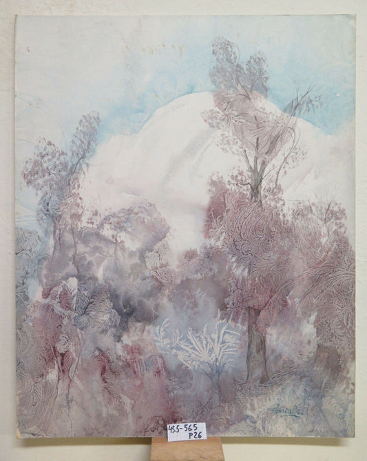 QUADRO MODERNO ARTE CONTEMPORANEA FIRMATO PANCALDI PAESAGGIO INVERNALE NEVE P26