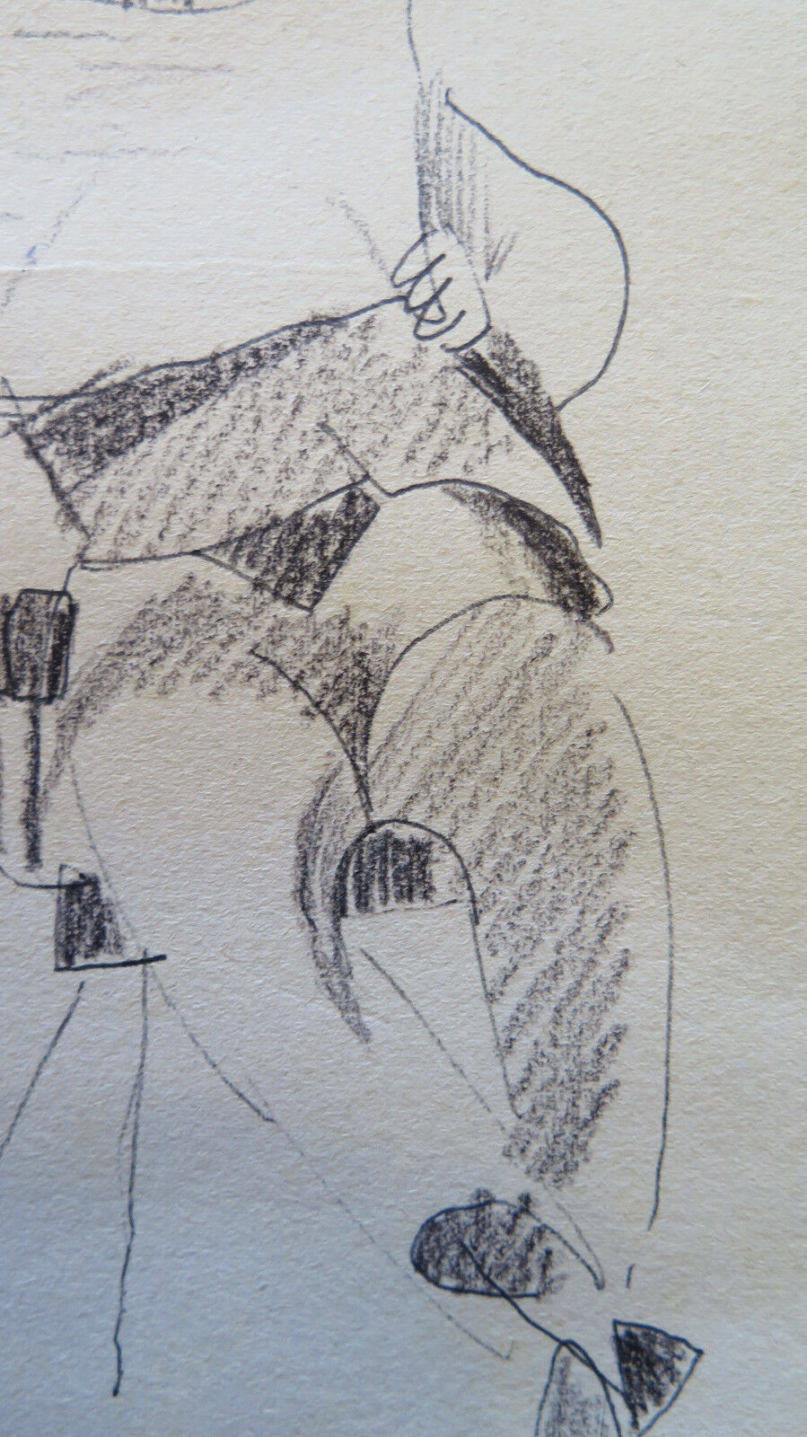 OLD DRAWING ON PAPER SKETCH FOR MALE FIGURE PAINTER'S STUDIO P28.5