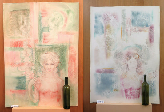 DUE DIPINTO RITRATTO E BOZZETTO PREPARATORIO PITTORE G. PANCALDI MODENA P35