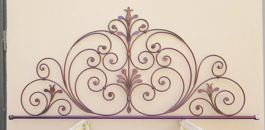 TESTATA DA LETTO MATRIMONIALE IN FERRO BATTUTO TESTIERA A CODA PAVONE VINTAGE 11