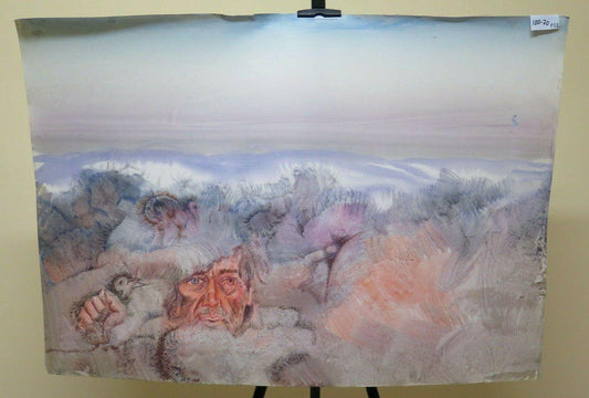 100x70 cm QUADRO VINTAGE AUTORITRATTO SIMBOLISTA CON TECNICA SPERIMENTALE  P32 - Belbello Antiques