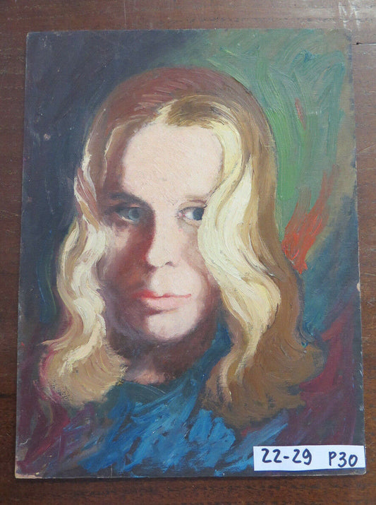 ANTIQUE OIL PAINTING ON PANEL PORTRAIT OF A WOMEN FROM THE SIXTY YEARS P30