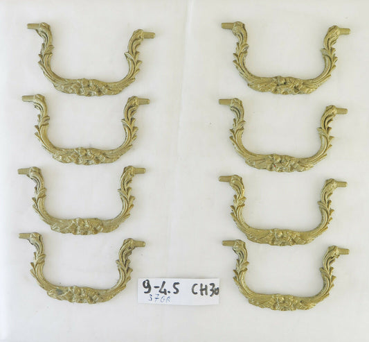 8 MANIGLIE PER MOBILI ANTICHI DI BRONZO DORATO ARTIGIANALI ACCESSORI MOBILI CH30