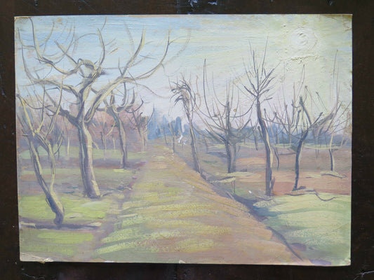 QUADRO DEL NOVECENTO 900 DIPINTO ANTICO OLIO PAESAGGIO CAMPAGNA IN AUTUNNO p16