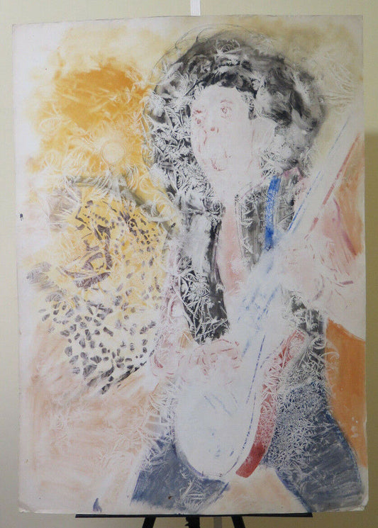 BOZZETTO PREPARATORIO STUDIO PER RITRATTO DI CHITARRISTA ROCK ANNI '80 P33.1