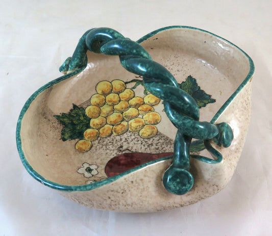 CENTROTAVOLA IN CERAMICA ANTICO CESTINO LONGWY FRANCIA DIPINTA A MANO BM11