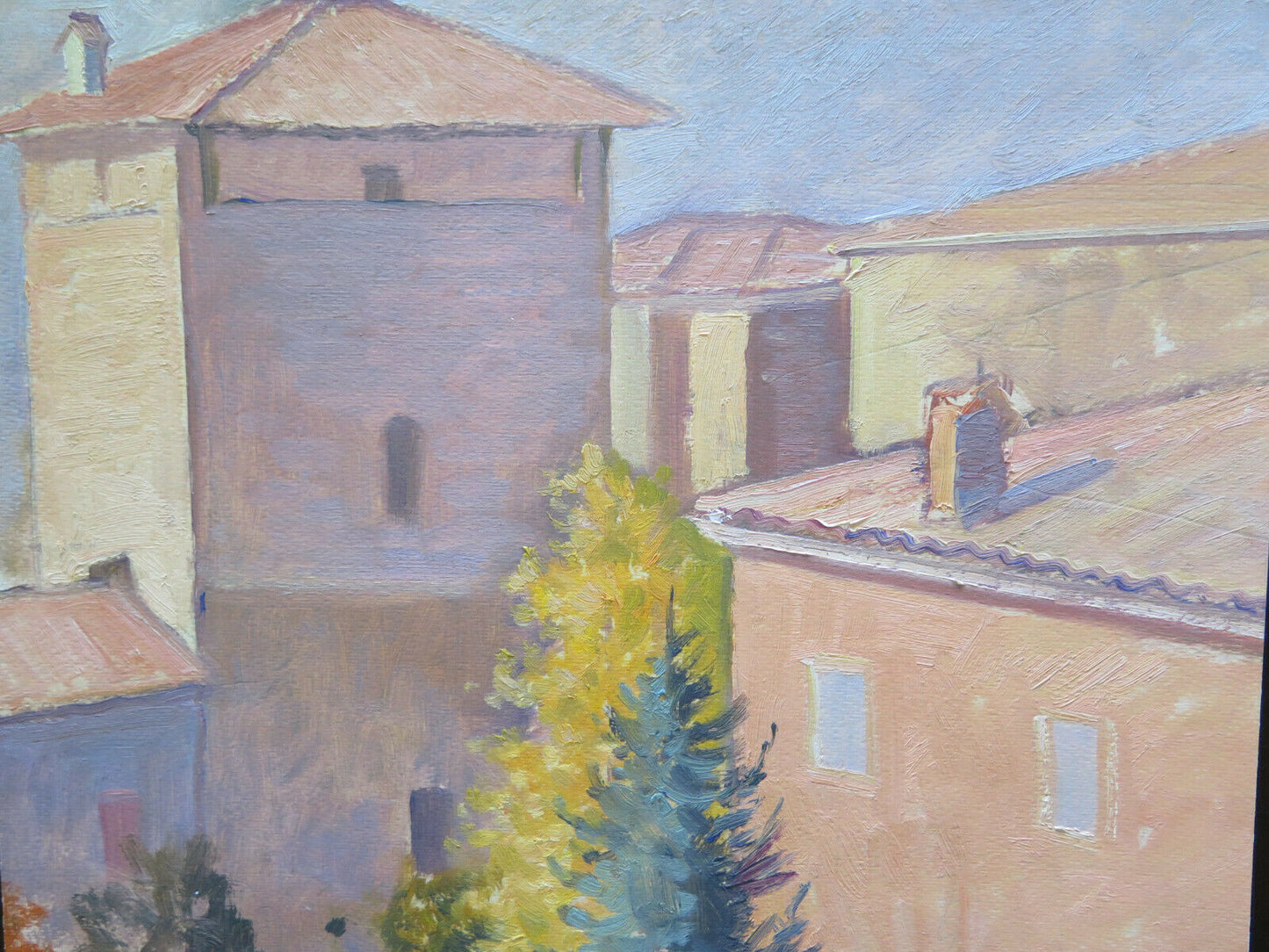 OLD PAINTING OIL ON PAPER PAINTING SKETCH MAESTRO G. PANCALDI VIEW P15 P14