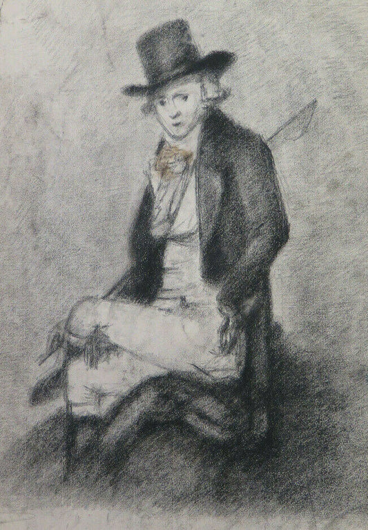 31x48 cm ANTIQUE DRAWING MALE PORTRAIT 900 Pierre Duteurtre known as DUT BM53.1 