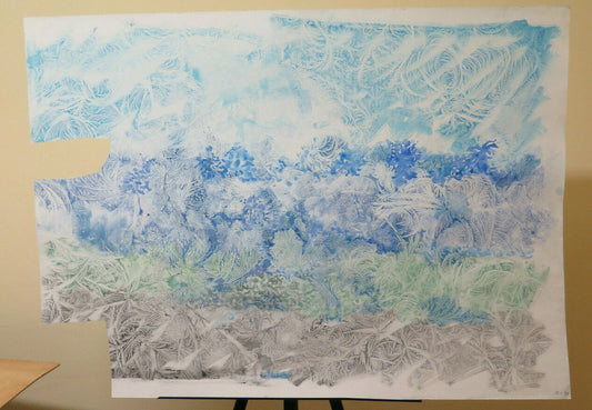 97x70 cm ABSTRACT PAINTING VINTAGE PAINTING PAINTED WITH FROST TECHNIQUE P33.5