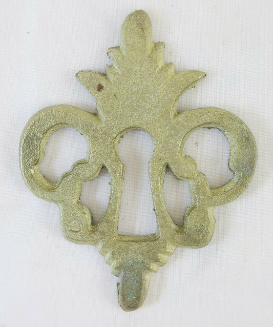 9 BOCCHETTE PER MOBILI ANTICHI BRONZO BORCHIE COPRI SERRATURA ANTICO ARTE CH28