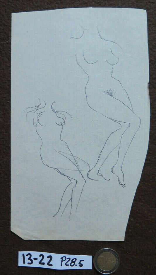 VINTAGE DRAWING PREPARATORY STUDY FEMALE NUDE ORIGINAL SKETCH P28.5