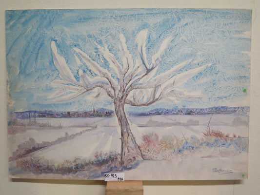 PAESAGGIO ALPINO QUADRO VINTAGE FIRMATO PANFREDDO PANCALDI ALPI NEVE MODENA P26