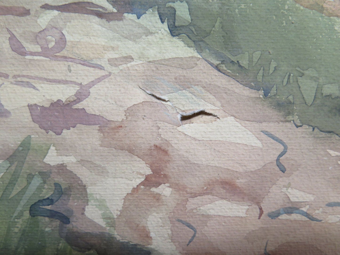 QUADRO ANTICO DIPINTO AD ACQUERELLO PAESAGGIO DI CAMPAGNA CON GARANZIA P27