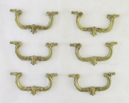 6 MANIGLIE PER MOBILE ANTICO IN BRONZO DORATO ARTIGIANALI ACCESSORI MOBILI CH30 - Belbello Antiques