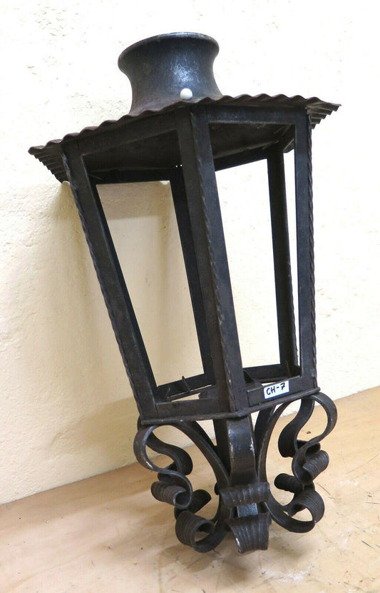 LAMPIONE IN FERRO BATTUTO FORGIATO A MANO LANTERNA VINTAGE LAMPADARIO CH - Belbello Antiques