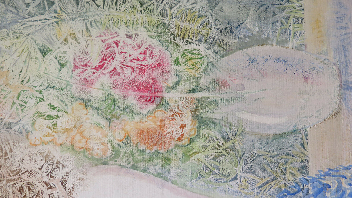 MODERN VINTAGE PAINTING OF FEMALE NUDE PAINTED WITH EXPERIMENTAL TECHNIQUE P33.8