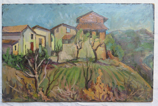 VEDUTA DI UN BORGO ANTICO QUADRO DIPINTO OLIO FIRMATO CON GARANZIA ORIGINALE p9 - Belbello Antiques