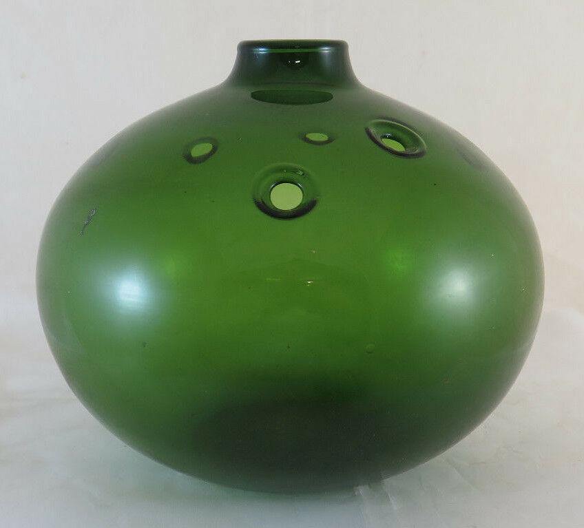 DUE VASI VETRO DESIGN VINTAGE HOLMEGAARD HULEVASE VASE BY MICHAEL BANG R122 - Belbello Antiques