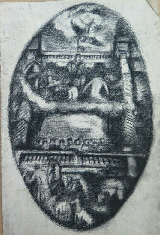 LARGE ANTIQUE DRAWING FROM A FRESCO PAINTING Pierre Duteurtre known as DUT BM53.1 