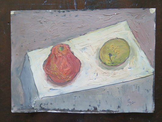 STILL LIFE 1960s OIL PAINTING ON PANEL SIGNED ORIGINAL p16