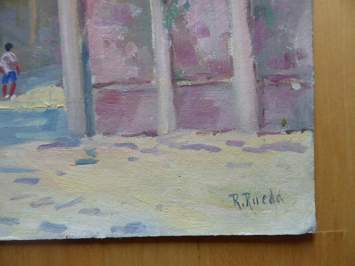 VILLAGGIO SPAGNOLO VECCHIO DIPINTO AD OLIO FIRMATO R. RUEDA SPAGNA '900 MD3