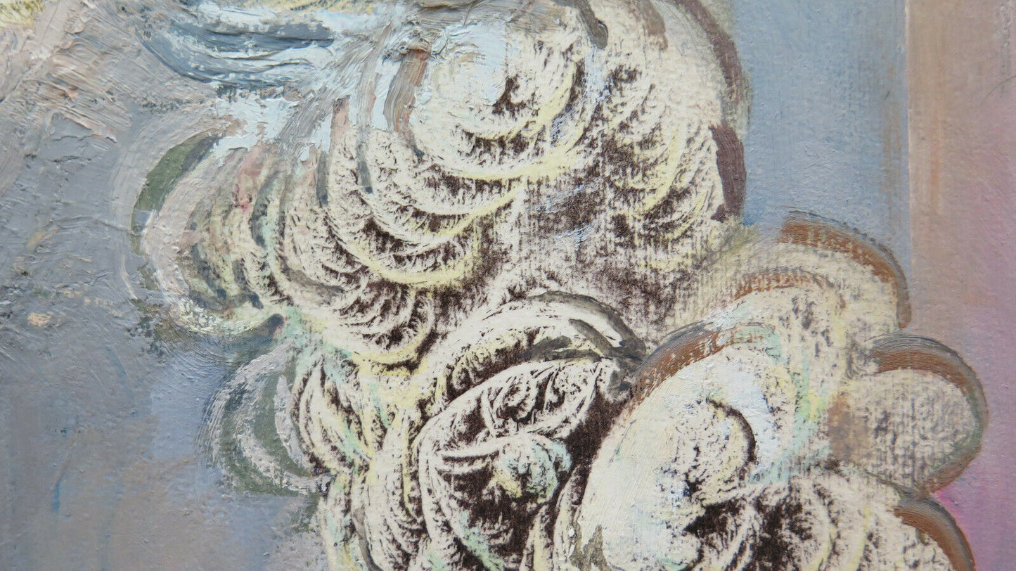 QUADRO VINTAGE ACQUERELLO GELATO RITRATTO FEMMINILE NUDO CON TENICA DEL GELO PS