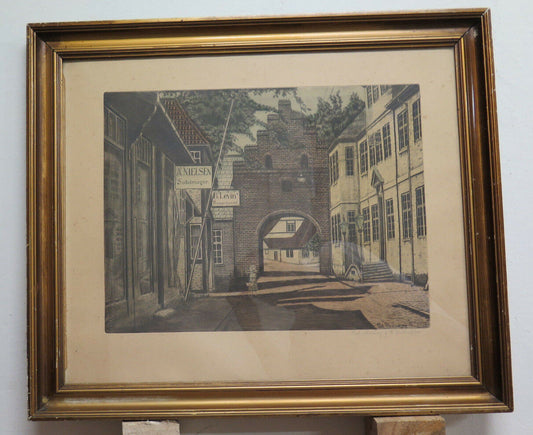 ANTICA INCISIONE FIRMATA CARL WEDDERKOPP QUADRO CON CORNICE COEVA STAMPA R97