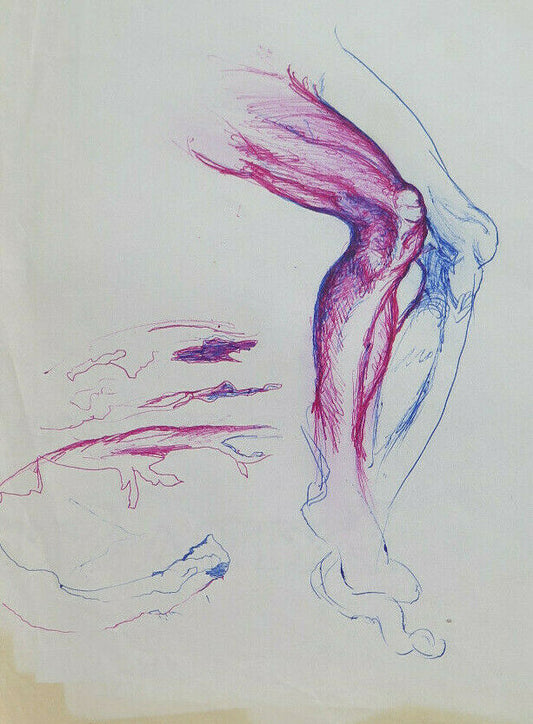 OLD DRAWING SKETCH ANATOMICAL STUDY MALE BODY LEGS NUDE P28.9