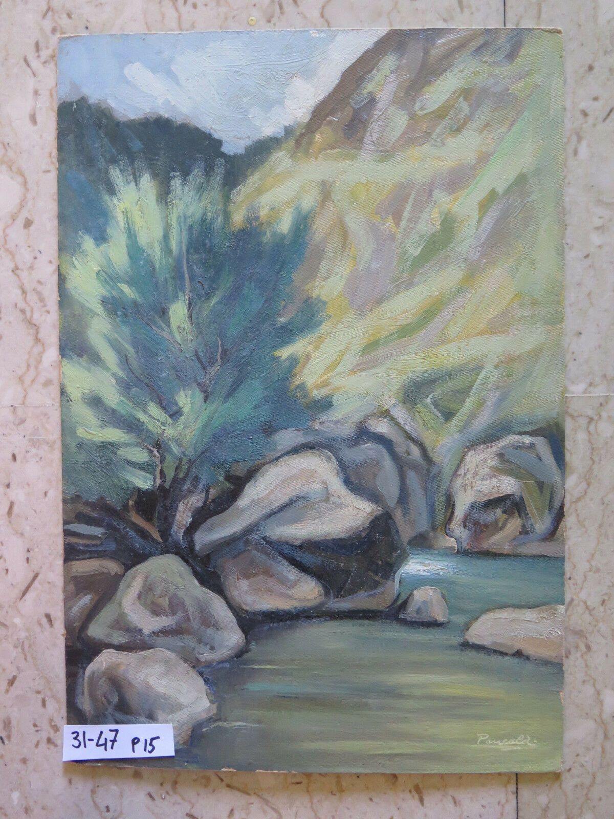 QUADRO ANTICO FIRMATO DIPINTO OLIO SU TAVOLA PAESAGGIO DI MONTAGNA GARANZIA p15 - Belbello Antiques