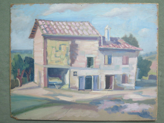 COUNTRY VIEW IN SPRING ANTIQUE OIL PAINTING LANDSCAPE p11