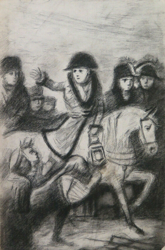 NAPOLEON ON HORSE ANTIQUE DRAWING ARTIST PAINTER Pierre Duteurtre DUT BM53.1