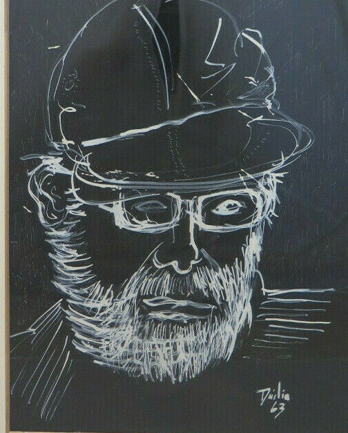 DUILIO GAMBINO 1937-2013 QUADRO VINTAGE RITRATTO DIPINTO SU CARTA BM51