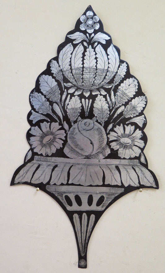 ANTIQUE BULIN ENGRAVING ON IRON DECORATIVE FRIEZE FLORAL PAINTING CH13 19