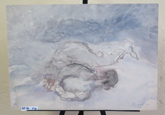 SIGNED ABSTRACT PAINTING PAINTED IN WATERCOLOR PAINTED WITH FROST TECHNIQUE P30