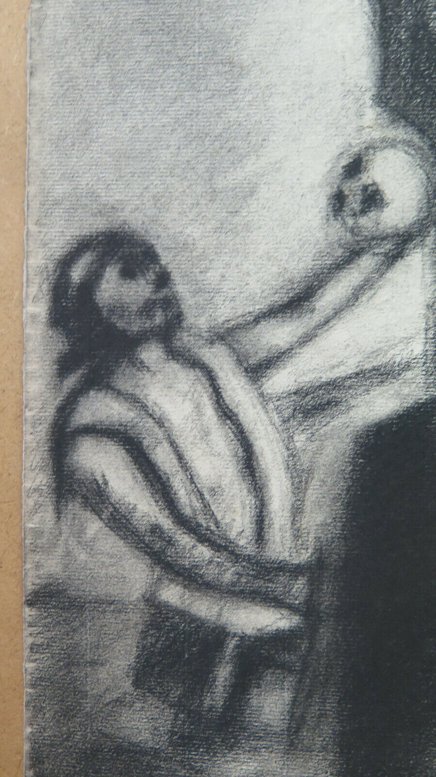 ANTIQUE CHARCOAL PAINTING ON PAPER HAMLET ART Pierre Duteurtre known as DUT BM53.1