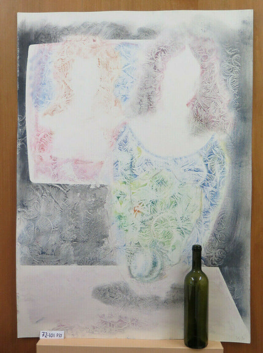 QUADRO MODERNO ANNI '80 DOPPIO RITRATTO FEMMINILE POP PITTORE G. PANCALDI P35