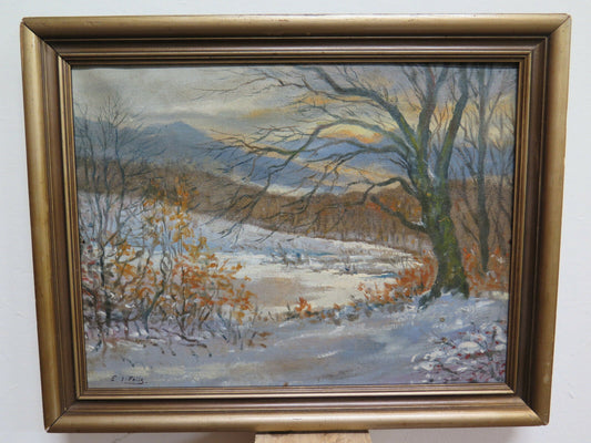 OIL PAINTING ON CANVAS WINTER LANDSCAPE OF DENMARK PAINTING SCANDI R94