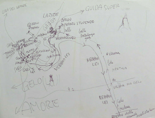 OLD SKETCH NOTES OF THE PAINTER GAETANO PANCALDI DRAWING PEN PAPER P28.7