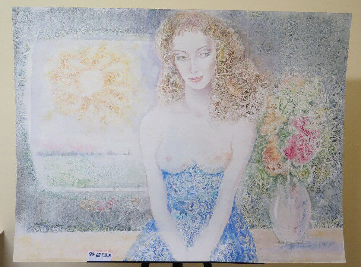 MODERN VINTAGE PAINTING OF FEMALE NUDE PAINTED WITH EXPERIMENTAL TECHNIQUE P33.8