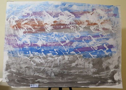 MODERN VINTAGE ABSTRACT PAINTING PAINTED WITH EXPERIMENTAL ICE TECHNIQUE P33.8