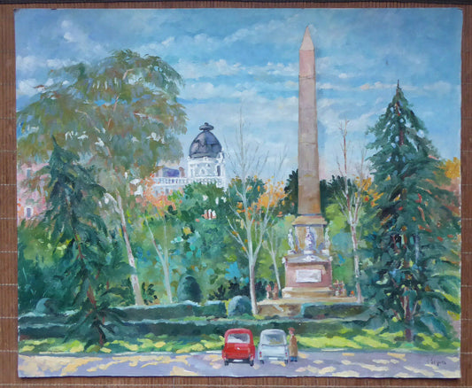 VECCHIO QUADRO AD OLIO VEDUTA MADRID OPERA DI VICENTE SEGURA (1930-2015) MD6 - Belbello Antiques