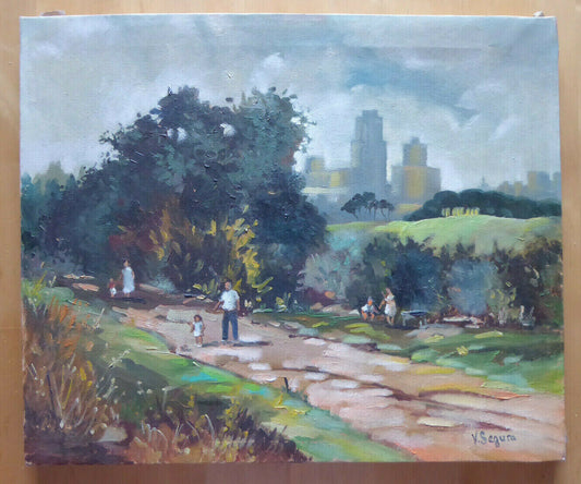 VIEW OF THE PARK OF THE CASA DE CAMPO IN MADRID SIGNED SEGURA OIL CANVAS MD7 