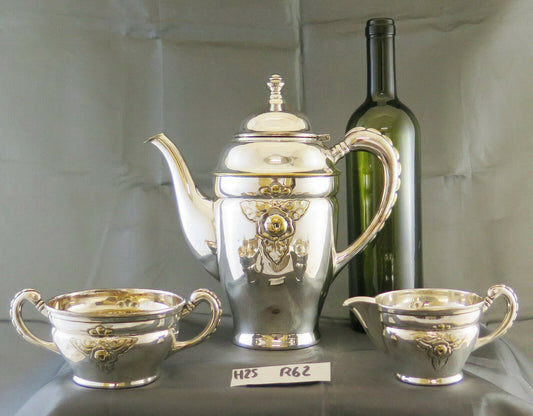 SERVIZIO DA CAFFE' TE' ANTICO ART NOUVEAU STILE LIBERY DANIMARCA PRIMO 900 R62 - Belbello Antiques
