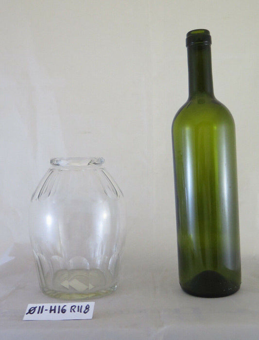 VASO DI VETRO MOLATO VINTAGE DA CUCINA PROVENIENTE DALLA SCANDINAVIA GLASS R118