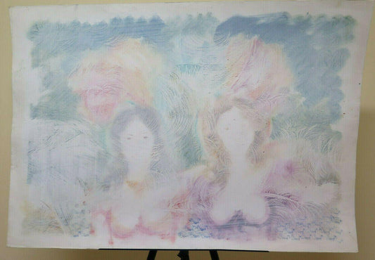 100x70 cm QUADRO VINTAGE NUDO FEMMINILE DIPINTO TECNICA MISTA ANNI SESSANTA P32 - Belbello Antiques