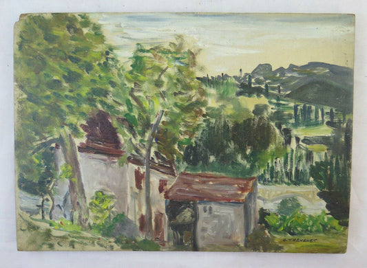 ANTIQUE FRENCH PAINTING SIGNED G. THEVENET OIL PAINTING LANDSCAPE FRANCE BM38 