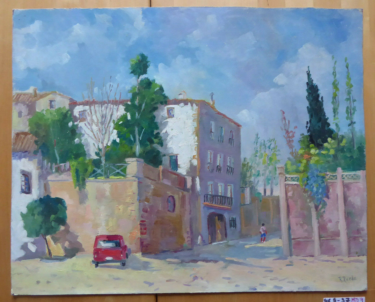 VILLAGGIO SPAGNOLO VECCHIO DIPINTO AD OLIO FIRMATO R. RUEDA SPAGNA '900 MD3