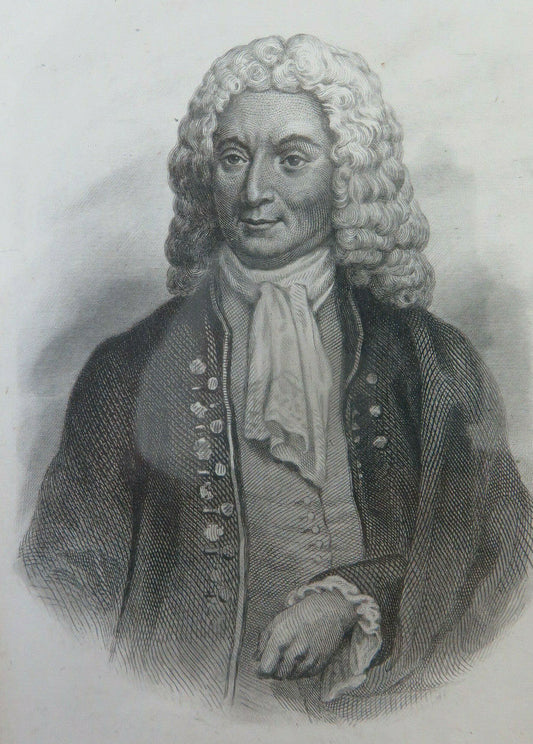 STAMPA ANTICA RITRATTO DI Alain-René Lesage FRANCIA '800 INCISIONE SU CARTA BM41