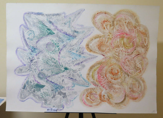 MODERN 80'S VINTAGE ABSTRACT PAINTING PAINTED WITH FROST TECHNIQUE P33.8