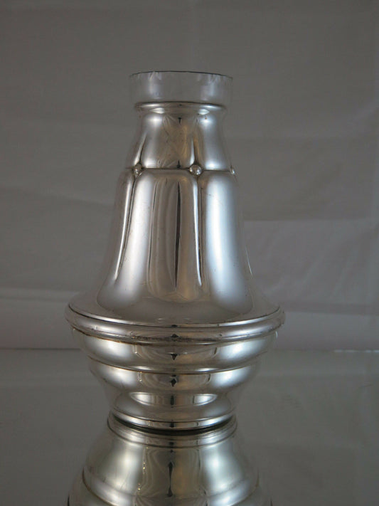 PICCOLO VASO IN METALLO ARGENTATO PER TULIPANI MARCHIATO HAGS VINTAGE 1900 R60 - Belbello Antiques